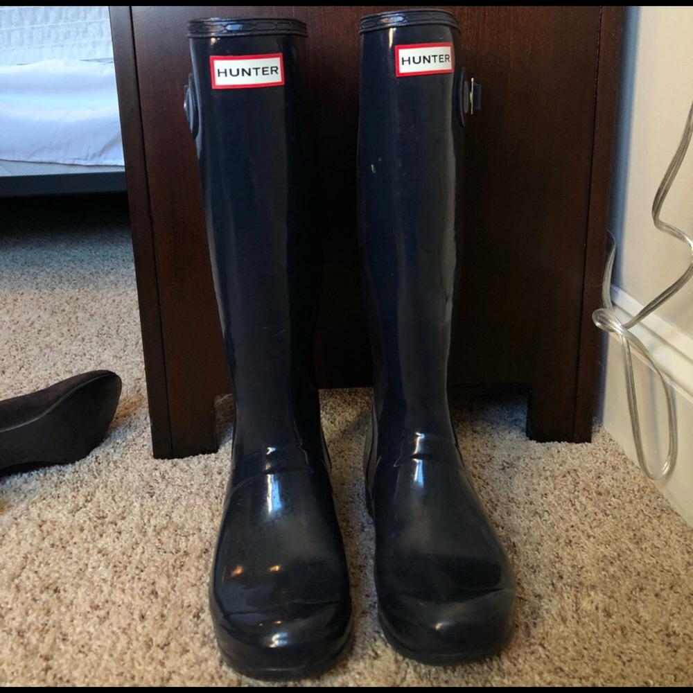 Navy blue Hunter boots size 7